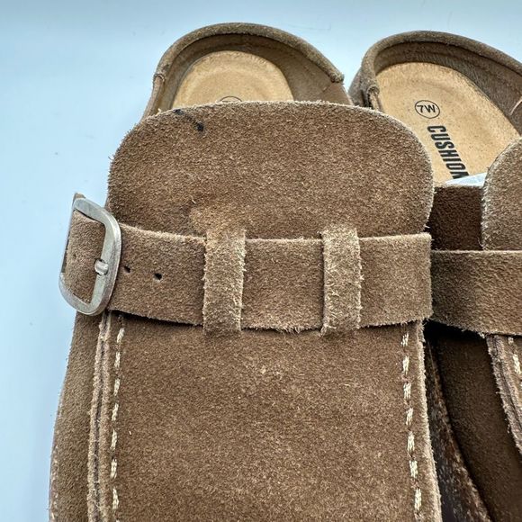 CUSHIONAIRE Women's Genuine Leather Cork Footbed Clog with +Comfort 7 WIDE BROWN - Picture 8 of 8